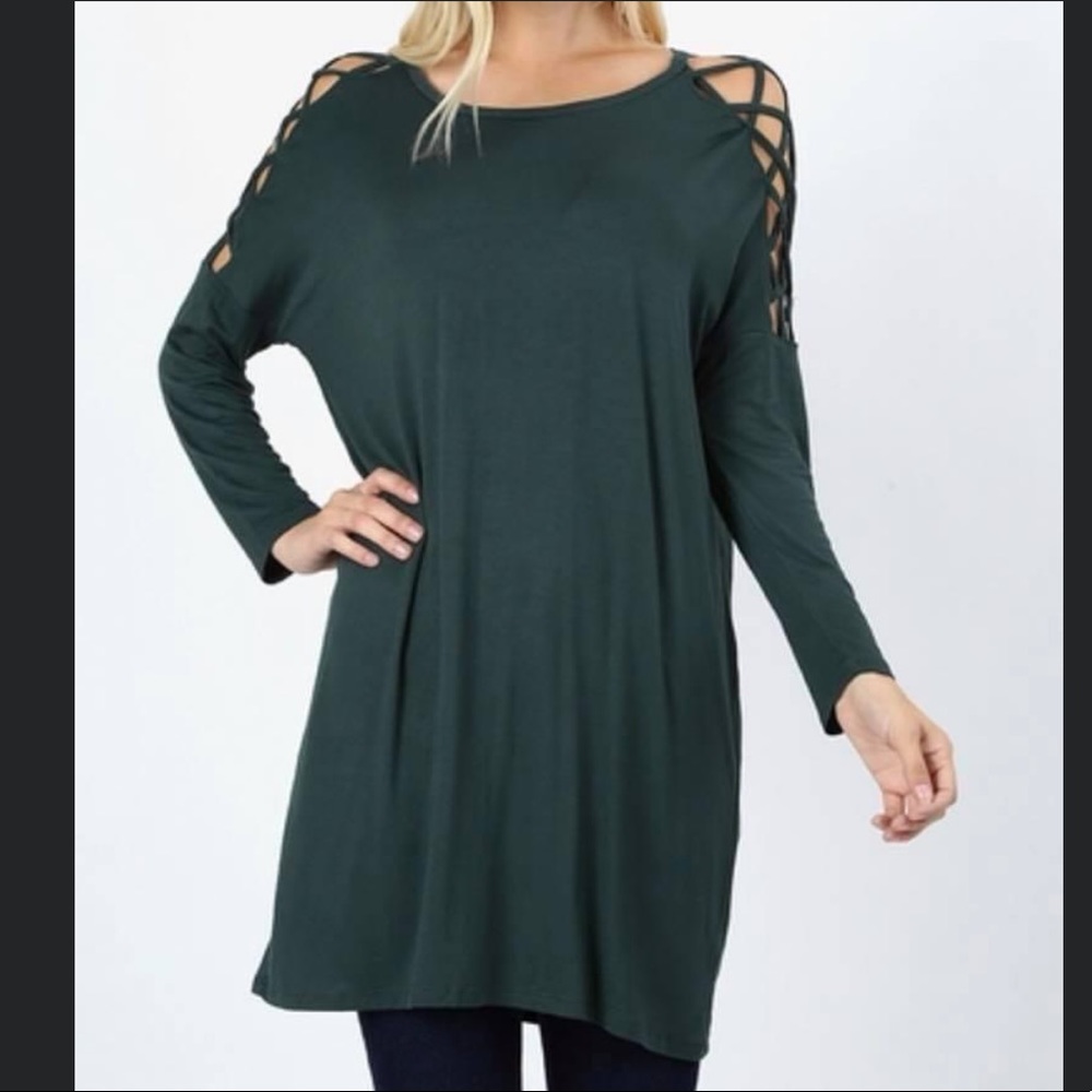 Criss cross shoulder tunic